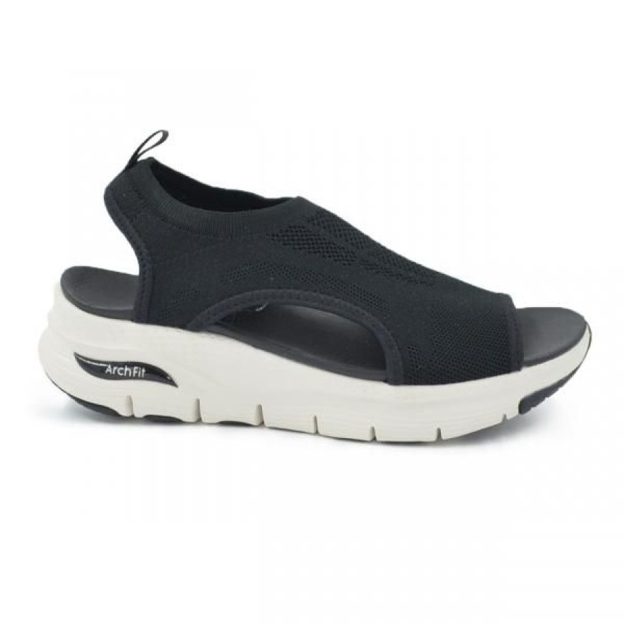 Naiset Skechers Sandaali | Skechers 119236 Archfit Sandaali, Musta